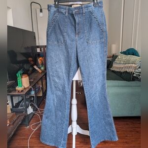 Democracy "Ab" Technology Blue Flared Leg Jeans with Stretchy Waistband